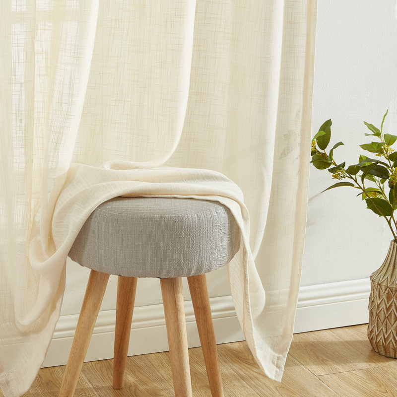 Semi Sheer Curtain Pair, Beige, 54" W x 108" L