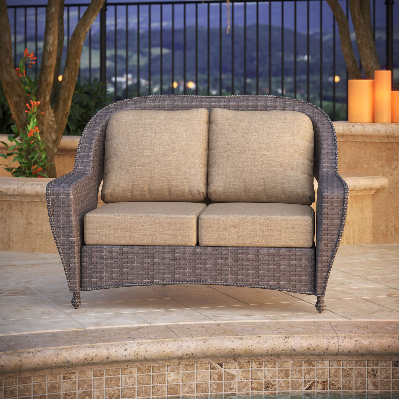 Amala 22" Sunbrella® Seat and Back Cushion, Cast Ash Sunbrella® Plainweave