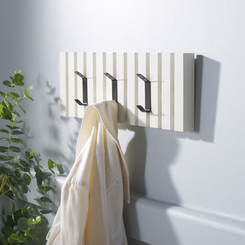 Portemanteau mural à 3 crochets Fotina, Blanc rétro