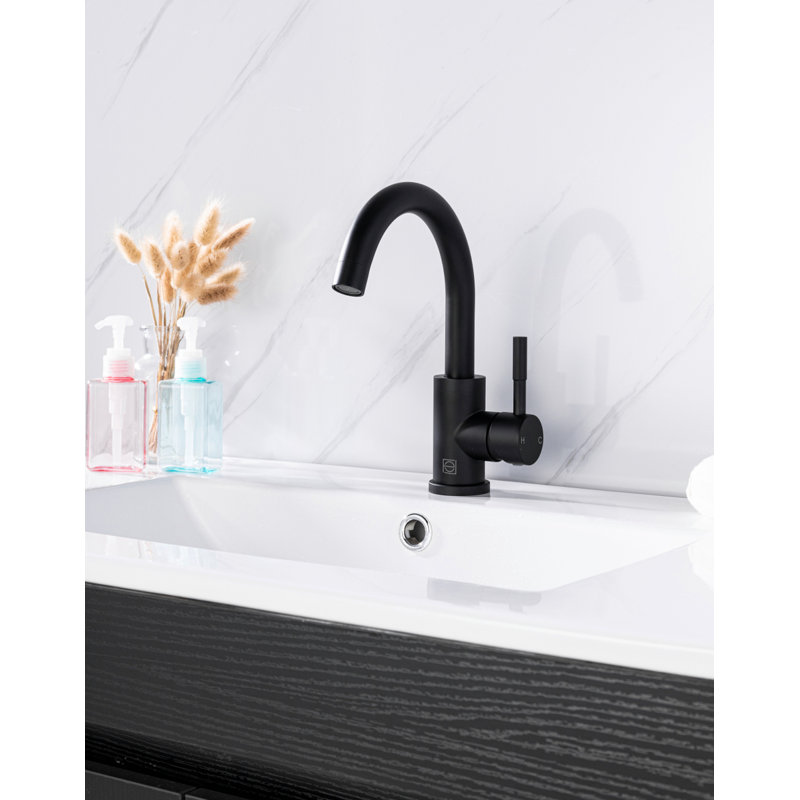 Robinet pour salle de bain à poignée simple Louis, Noir mat