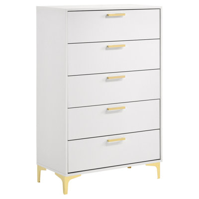 Karena White Rectangular 5-Drawer Chest