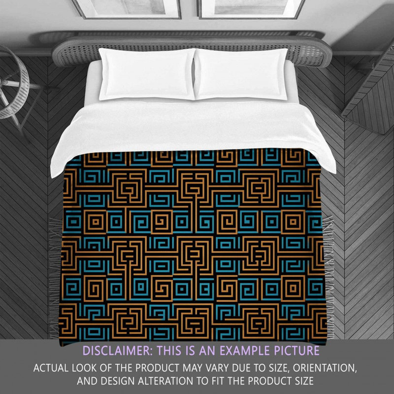 Polyester Comforter, King Comforter, Blue/Brown Geometric