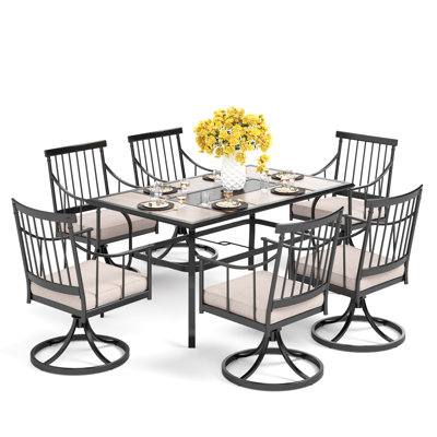 Aiona 6 - Person Patio Dining Set with Rectangular Table