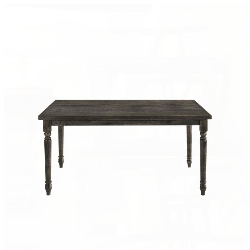 Table de salle à manger rectangulaire patinée avec pattes tournées