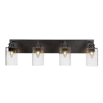Edge 4 Light Bath Bar Shown With 4" Clear Bubble Glass
