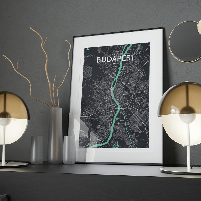 Budapest City Map In Dream - No Frame Print, 17cm H x 11cm W x 0.05cm D