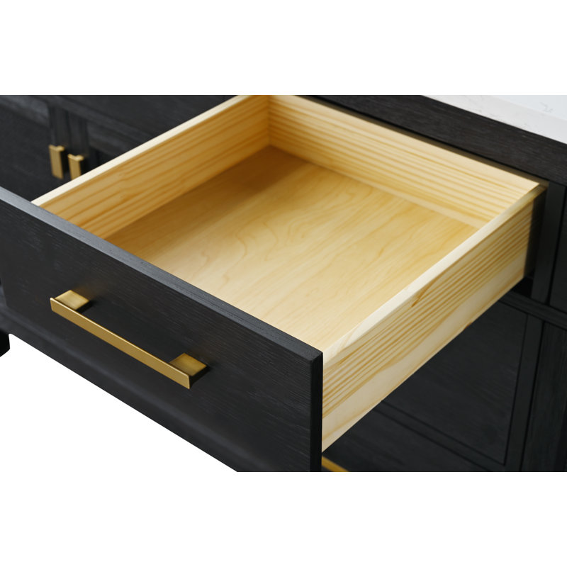 Marquist 72" Double Bathroom Vanity With Stone Top, Black