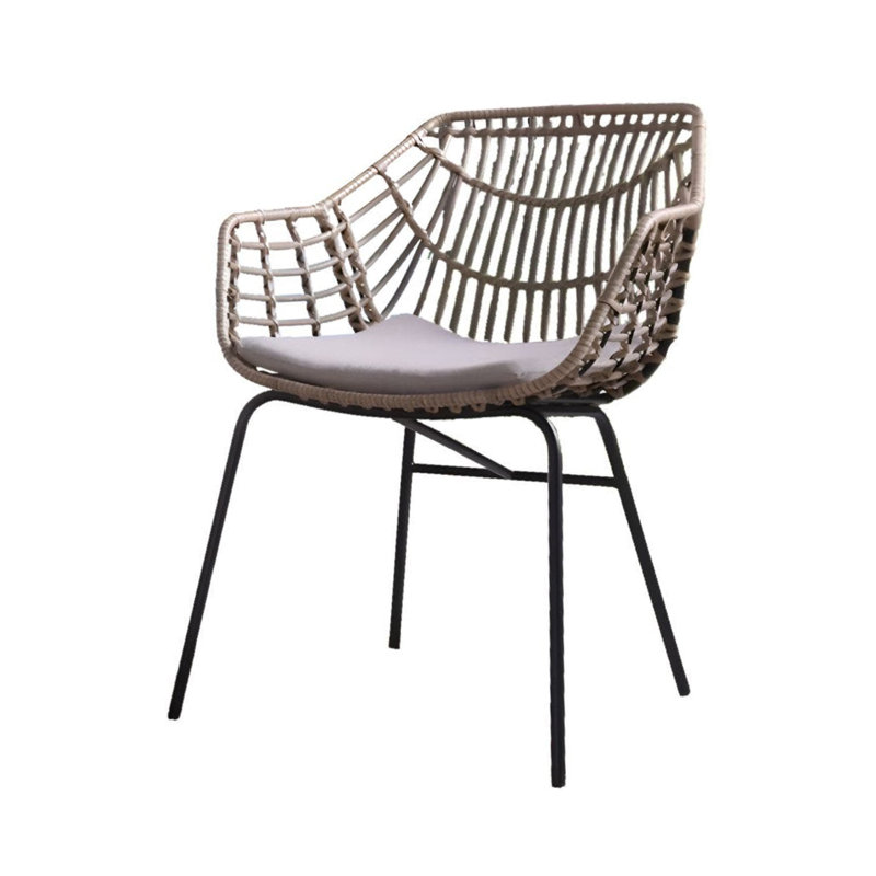 Ensemble de 4 chaises d'extérieur Niya, rotin brun naturel, acier noir