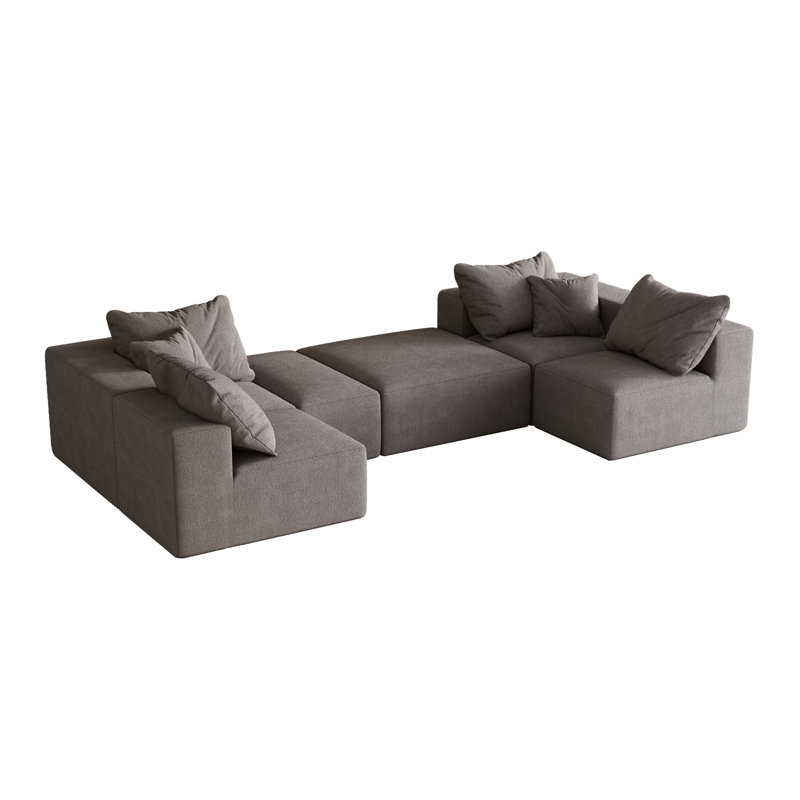 Ensemble de canapé modulaire rembourré en chenille Modern, canapé de salon modulaire en L avec 6 coussins, combinaison libre pour une flexibilité ultime