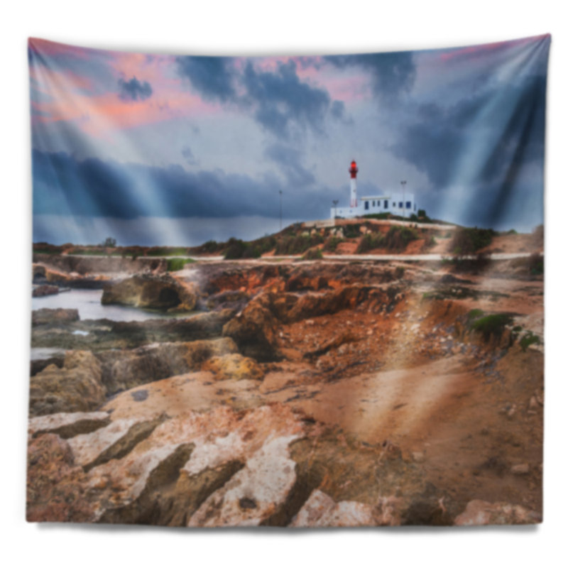 Tapisserie phare sur les rochers Schafer, H 32 po x l 39 po
