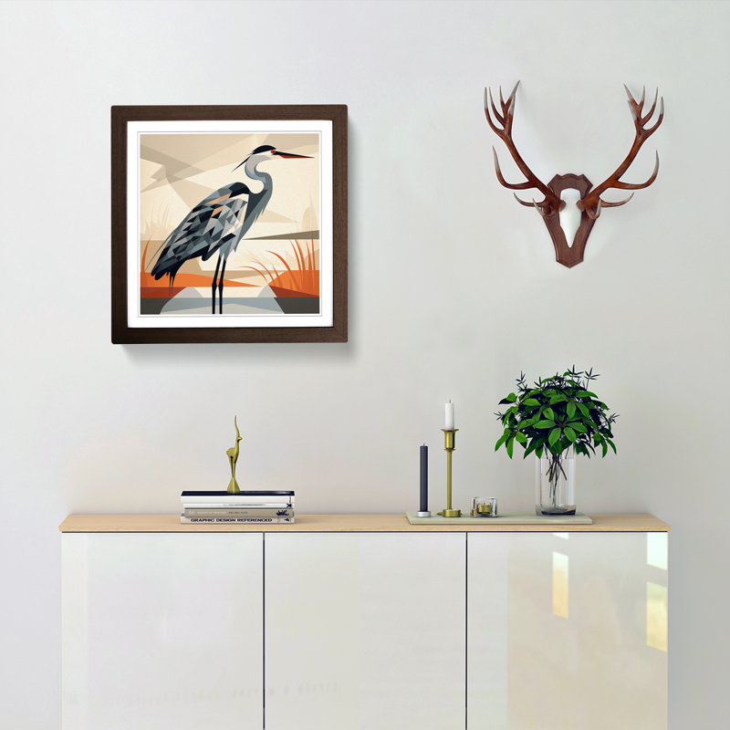 Heron Constructivism No.2 - Framed Print, Walnut