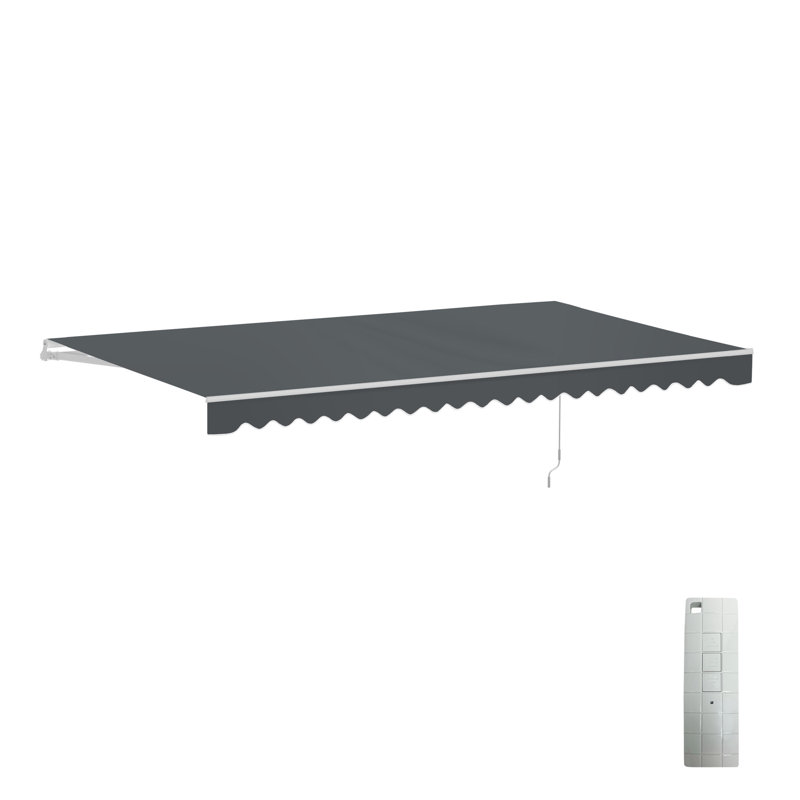 Auvent d'extérieur motorisé rétractable avec structure blanche ALEKO, Gris anthracite, l 16 pi x P 10 pi