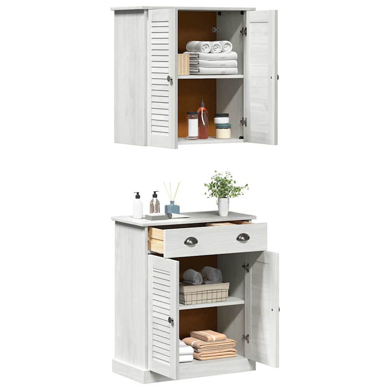 Bathroom Furniture Set With Shelf 2 Pcs 67.5 X 34 X 80 Cm, White