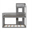 Lit superposé simple au-dessus de simple en bois massif, conception de maisonnette compacte avec barrière de sécurité et échelle, gris neutre
