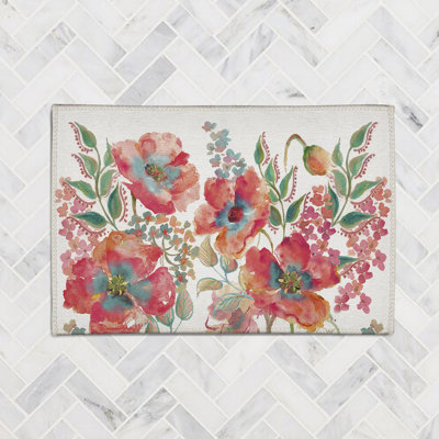 Tapis bohémien à motif de coquelicots