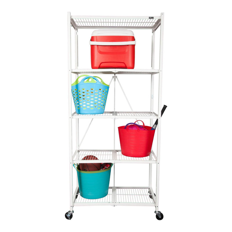  Support de rangement pliable à 5 tablettes Origami, Blanc