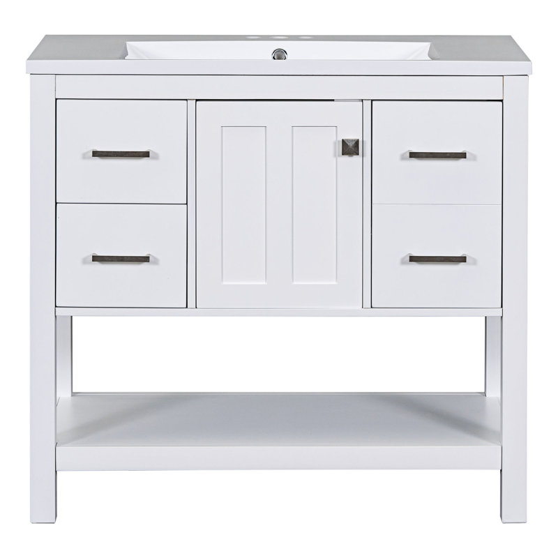 Base de meuble-lavabo simple 35,4 po seulement, Blanc