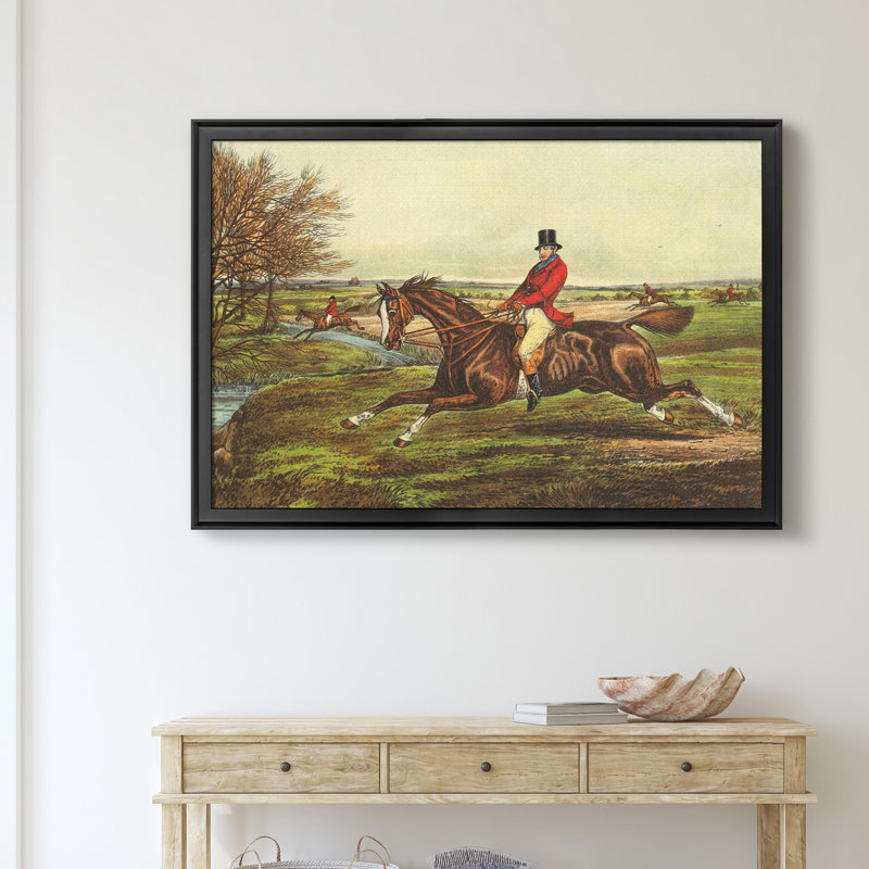 « The English Hunt II », reproduction d’art sur toile, Cadre noir, H 18,5 po x l 24,5 po x P 1,5 po