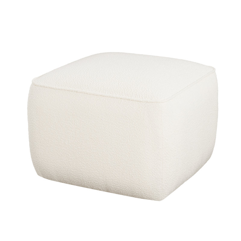 Upholstered Square Ottoman,White,Boucle