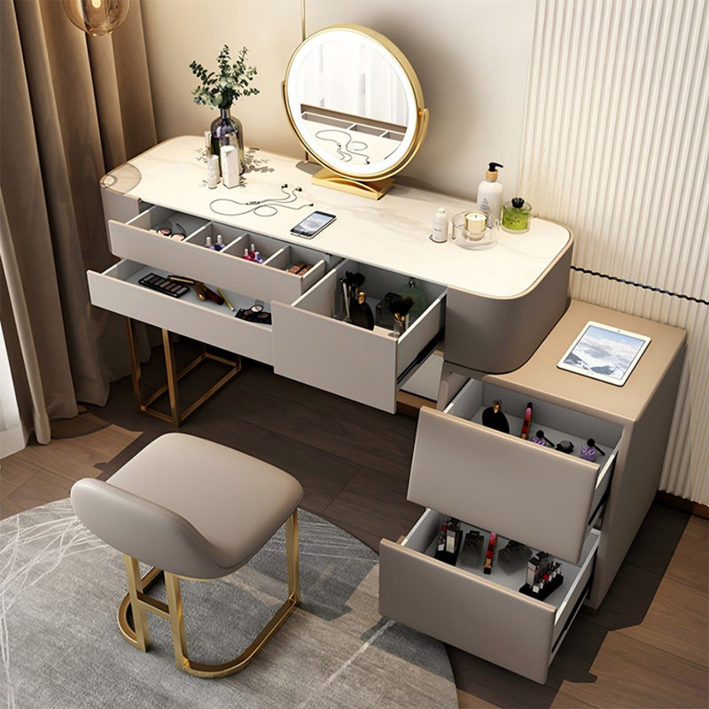 Makeup Vanity with Light mirror,4 drawers,Power Outlet