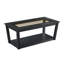 Ensemble de tables basses 3 pièces Table de bout rectangulaire Deux tables de bout assorties Plateau en MDF / verre noir Base en bois Tablette inférieure ouverte Présentoir de rangement supplémentaire