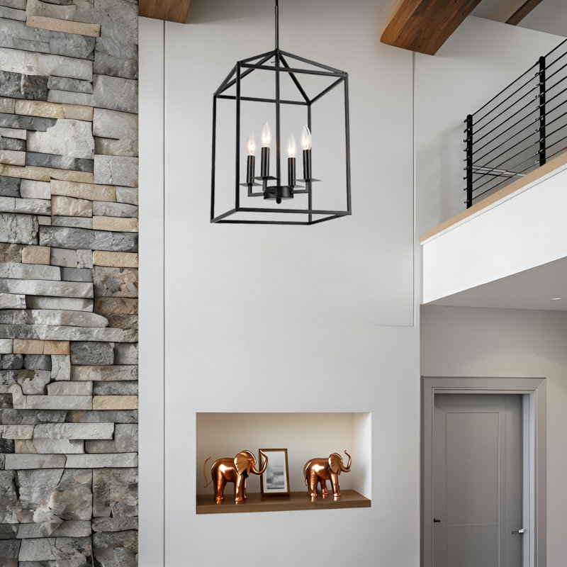 Pasha 4 - Light Black Open Lantern Rectangle Pendant
