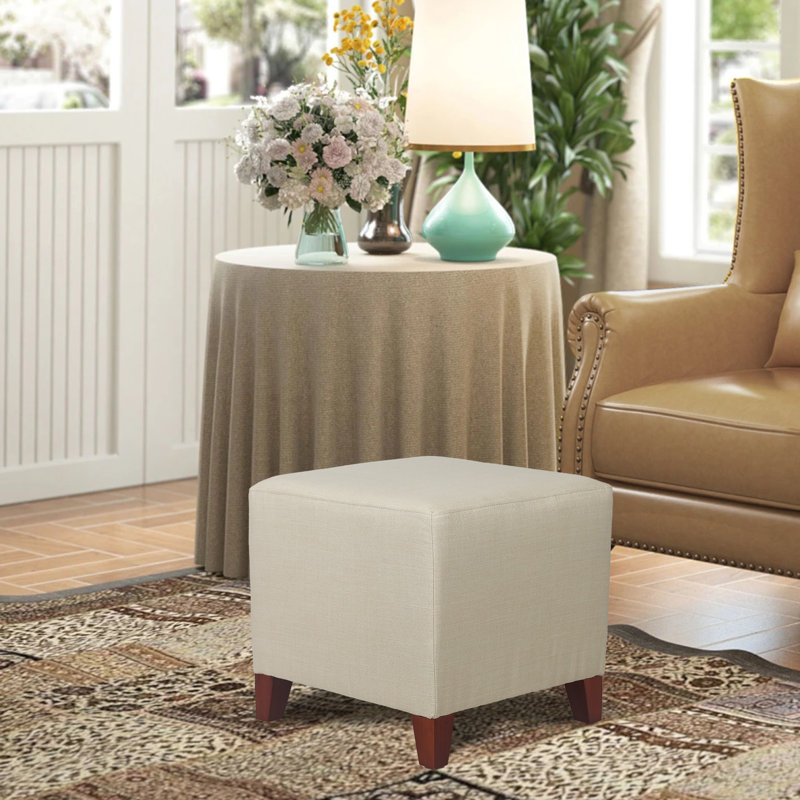 Moorhouse Upholstered Ottoman, Beige Linen Blend