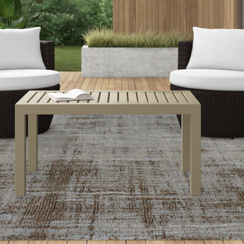 Rectangular Outdoor Coffee Table , 35.4'' in. W 17.7'' in. D, Taupe