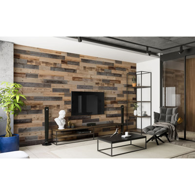 48" x 3.2" Reclaimed Wood Wall Paneling in Brown