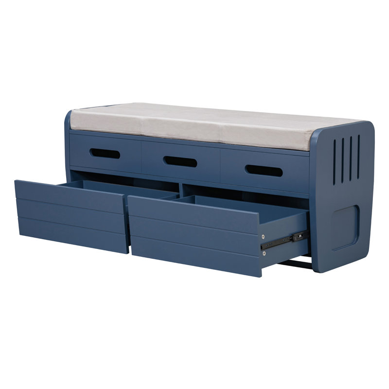 Banc de rangement rustique avec tiroirs, espace de rangement caché et faux tiroirs en haut, banc à chaussures, vestibule