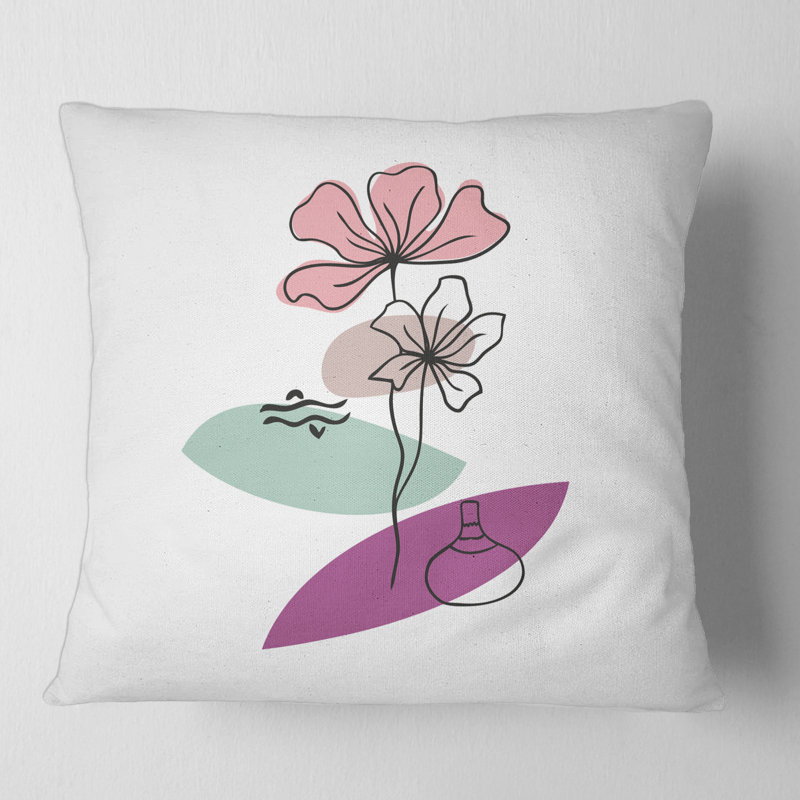 Housse de coussin carré et insert Elementary Shapes with Flowers Plants IV, 18" x 18"