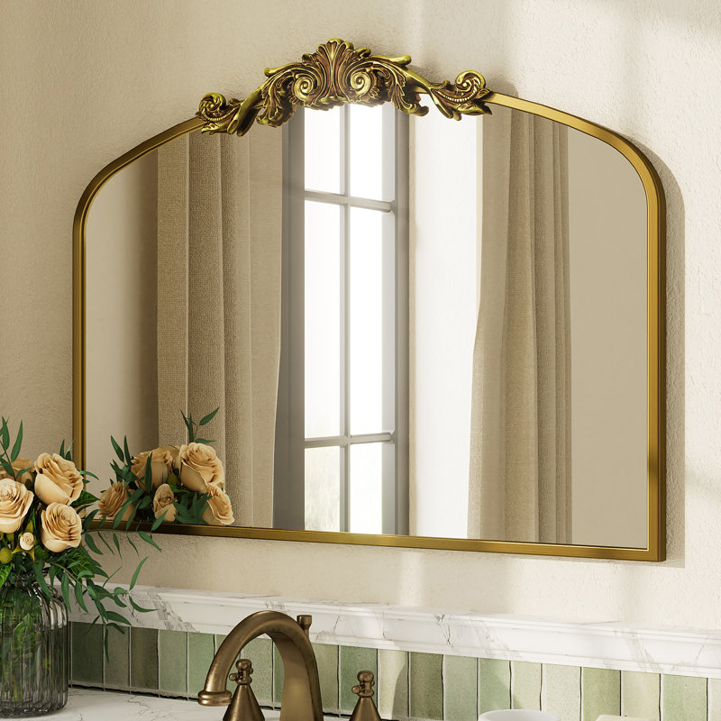 Miroir mural en verre trempé Amara, 24 po x 32 po, Doré