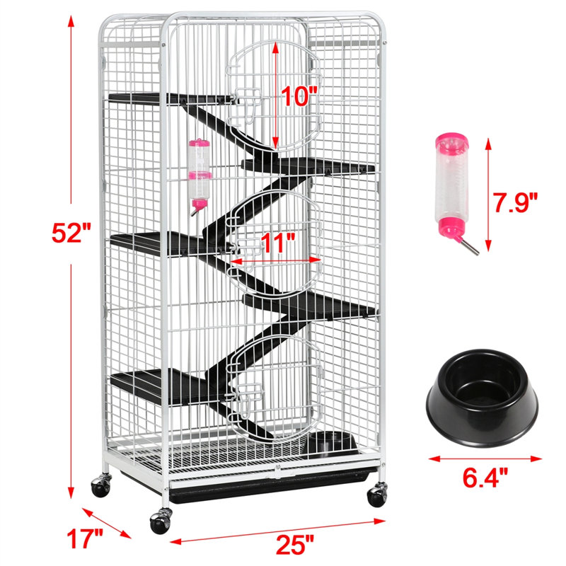 Cage à souris avec rampe Glisson, Blanc, Super (H 52 po x l 25 po x L 17 po)