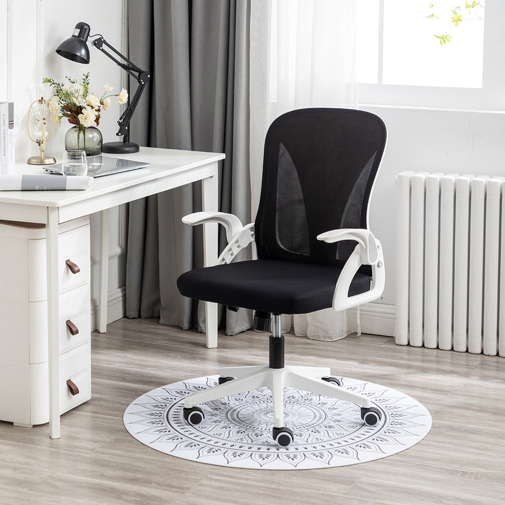 Inbox Zero Model S Folding Office Chair Folding Adjustable Height For Small Spaces Swivel Desk Chairs For Home Work Or Gaming Mesh Computer Chair With Back Support Black