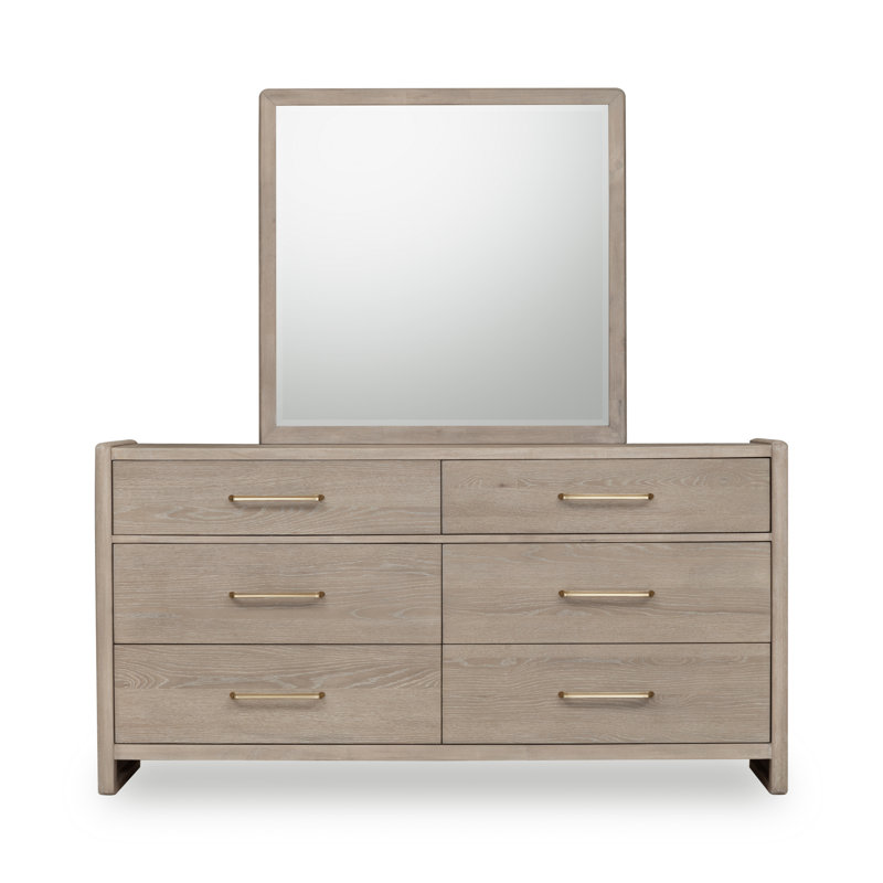Six Drawer Oak Wood Dresser In Chai