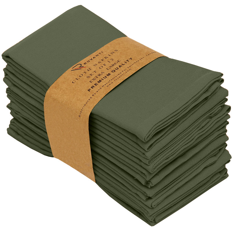 Serviettes en polyester et coton, Martini olive