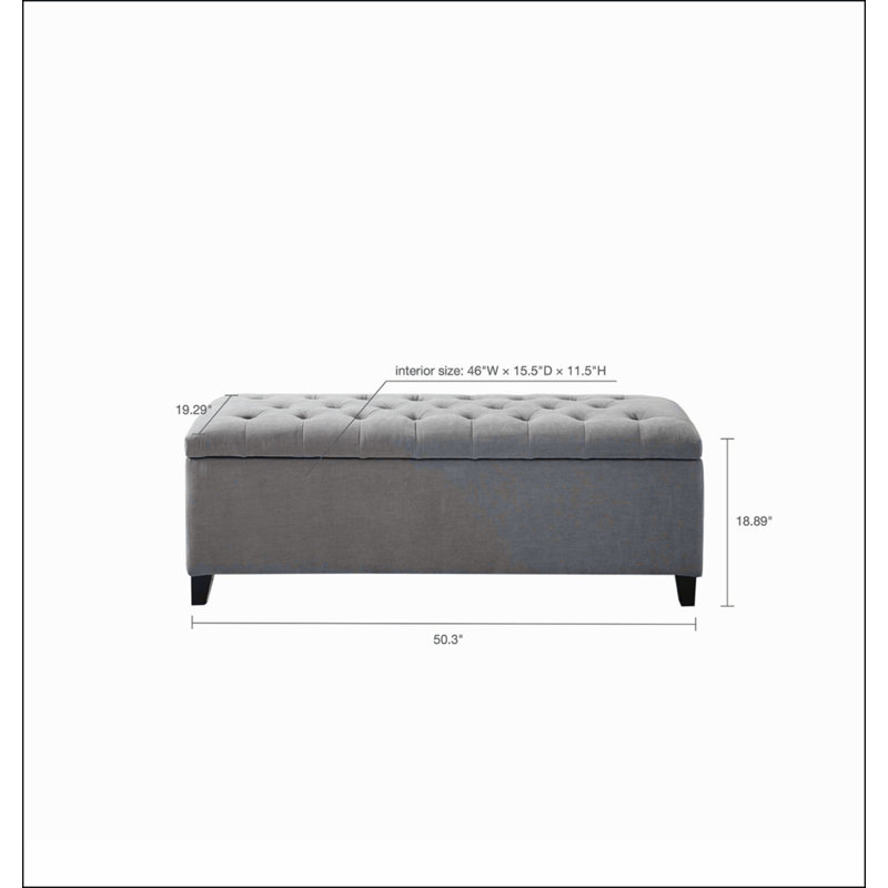 Banc de rangement capitonné à fermeture douce