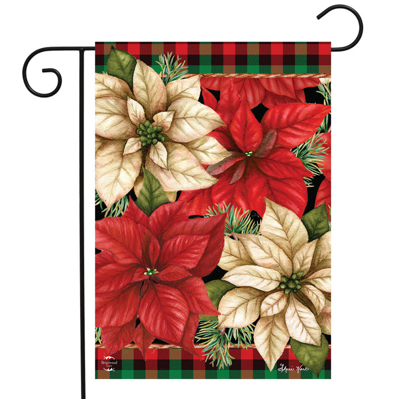 Drapeau de Noël poinsettia de jardin, Rouge / vert / jaune / noir