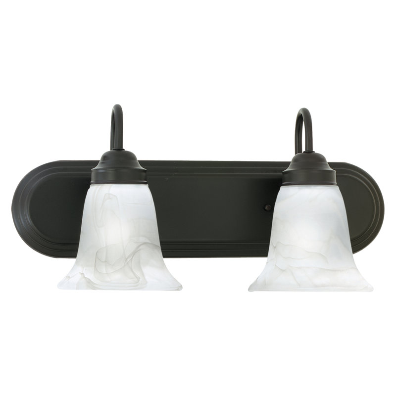 Éclairage pour meuble-lavabo à 2 lumières de 18 po de largeur Homestead - bronze peint, 9" H x 18" W x 7.5" D, Bronze peint