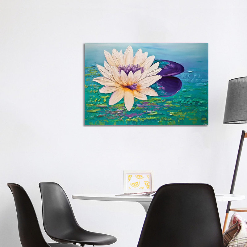 Lotus 1 Piece Wrapped Canvas Painting, 66.04cm H x 101.6cm W x 1.91cm D