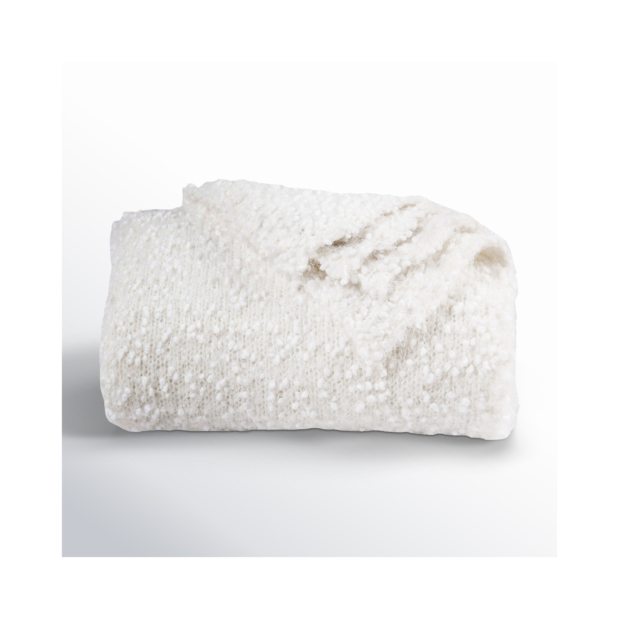 Bowmanville Pebble Creek Nubby Knit Classic Chic Casual Soft Cozy Throw Blanket 50x60 inch, White