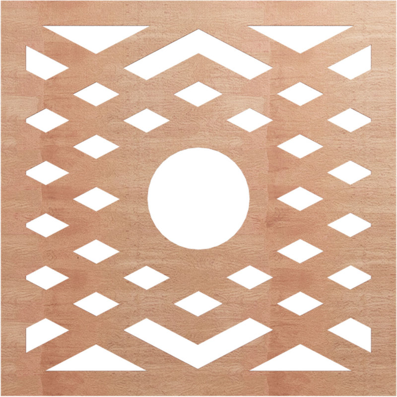 Médaillon de plafond à chevrons, H 36 po x l 36 po x P 0,38 po, Cerisier