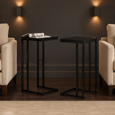 Ensemble de 2 tables de bout modernes en forme de C, fabrication robuste et durable