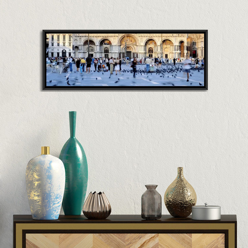Basilica, piazza san marco, venice, italie, reproduction de photo sur toile panoramique st. mark, Cadre noir
