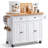 Kitchen Island Cart with Storage, 43.7 in Wide Mobile Rolling Storage Island on Swivel Wheels, with 2 Drawers, Storage Cabinet, Spice/Towel Rack, Hooks, Table for Home Dining Room, White-1443532525