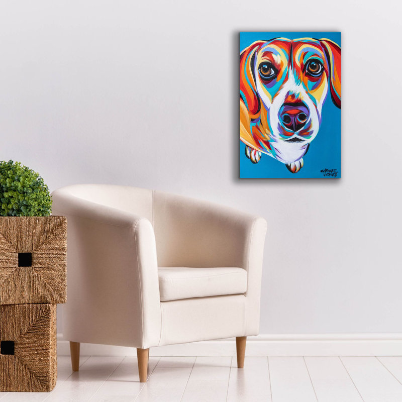 «Nosy Dog 2» par Carolee Vitaletti, art mural sur toile, H 26 po x l 18 po x P 0,75 po