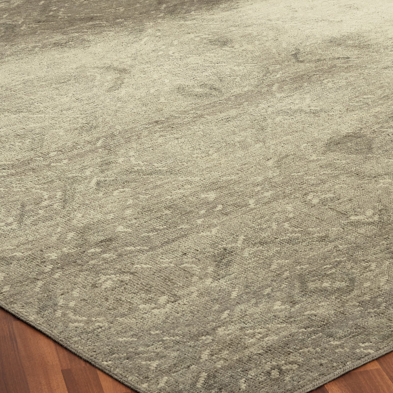 Tapis gris en laine noué à la main Chambord, Rectangle 3 pi x 5 pi