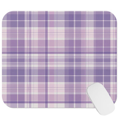 Purple Plaid Pattern VI Modern Gaming Cute Office Laptop Desk Pad Gift Mat Square Rectangle Non-Slip Mousepad