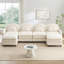 Canapé Teddy en tissu 4 places en forme de nuage, dossier incurvé et accoudoirs avec coussins lombaires incurvés, canapé modulaire 4 places modulaire avec 2 repose-pieds mobiles et coussin de soutien à double couche-134443930-134443935