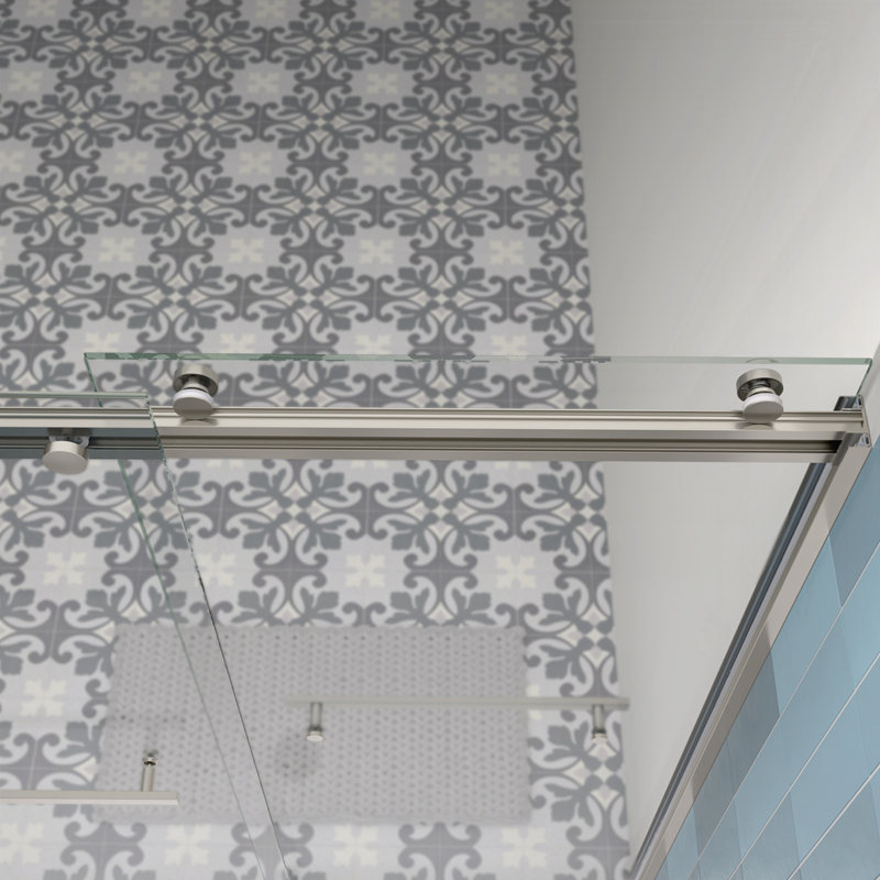 Bypass shower door, sliding door, Brushed Nickel